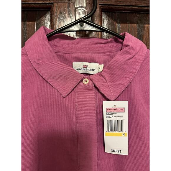 NWT Vineyard Vines Women's Corduroy Popover Dress Pink Women’s Size M Preppy - Picture 2 of 3